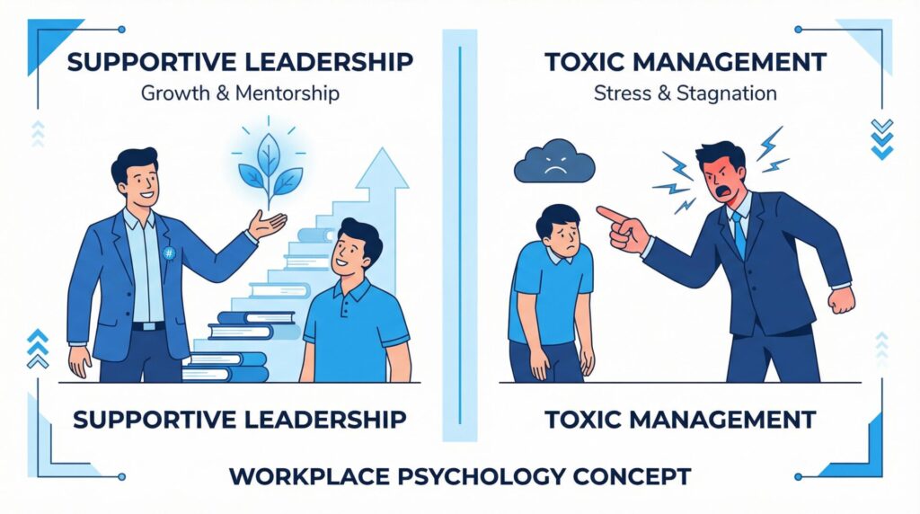 comparison between supportive leadership and toxic boss behavior in workplace psychology