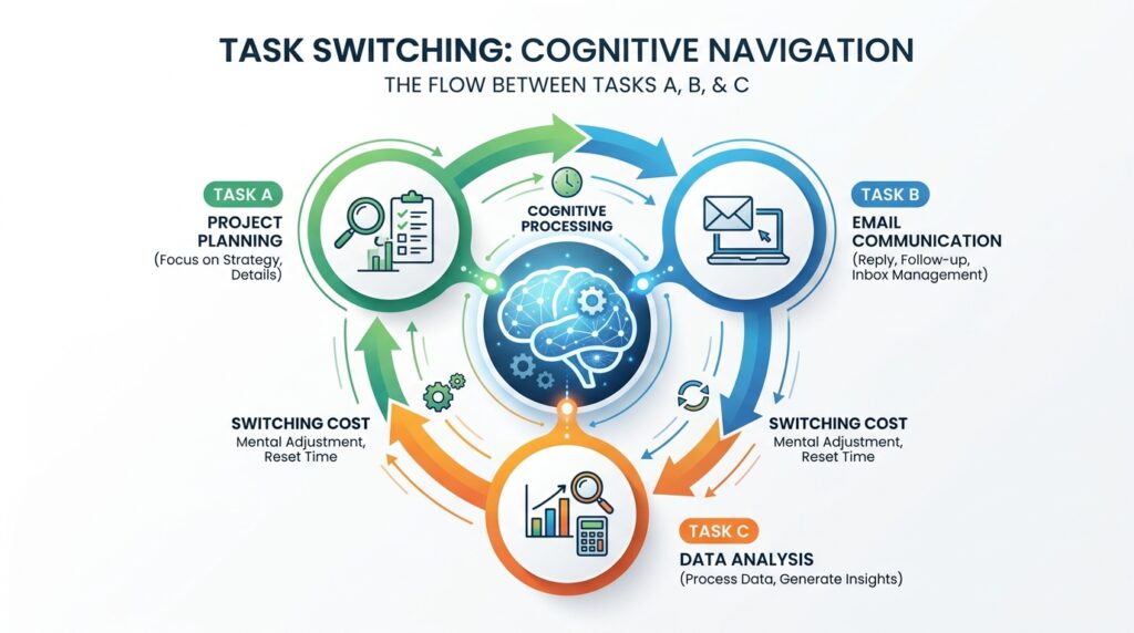 task switching cost multitasking myth diagram