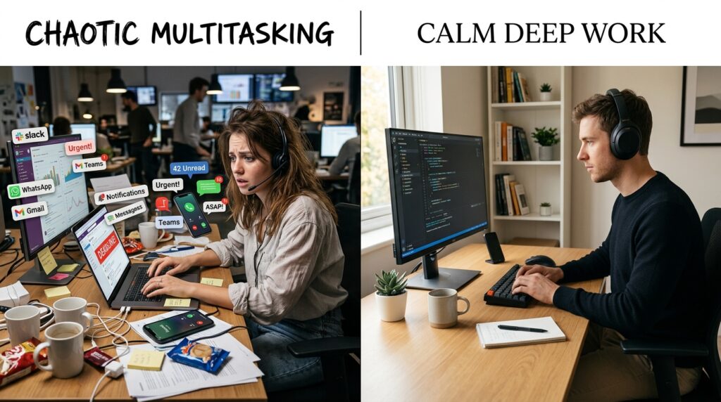 deep work vs shallow work multitasking myth comparison