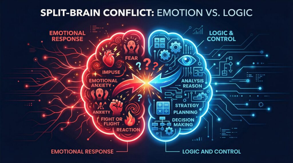 Emotion versus logic brain illustration