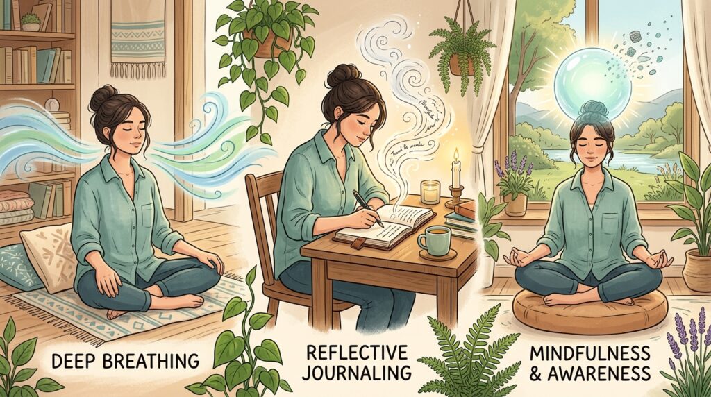 tools to stop overthinking breathing journaling mindfulness