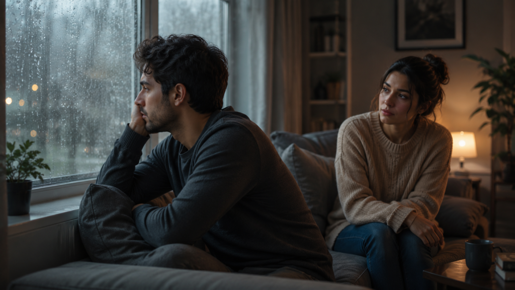 Couple experiencing emotional distance while learning why people pull away in relationships