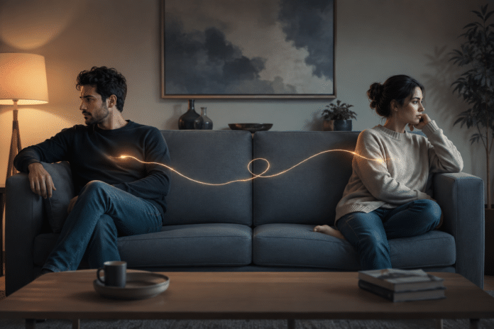 Couple experiencing emotional distance while learning why people pull away in relationships