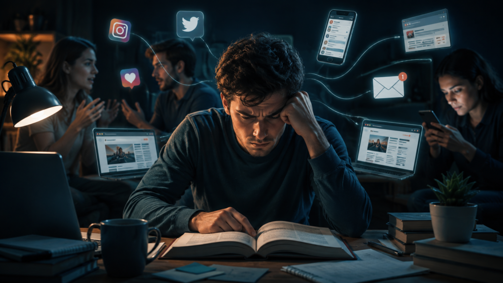 Why your attention span feels shorter because of digital distractions, multitasking, and information overload.